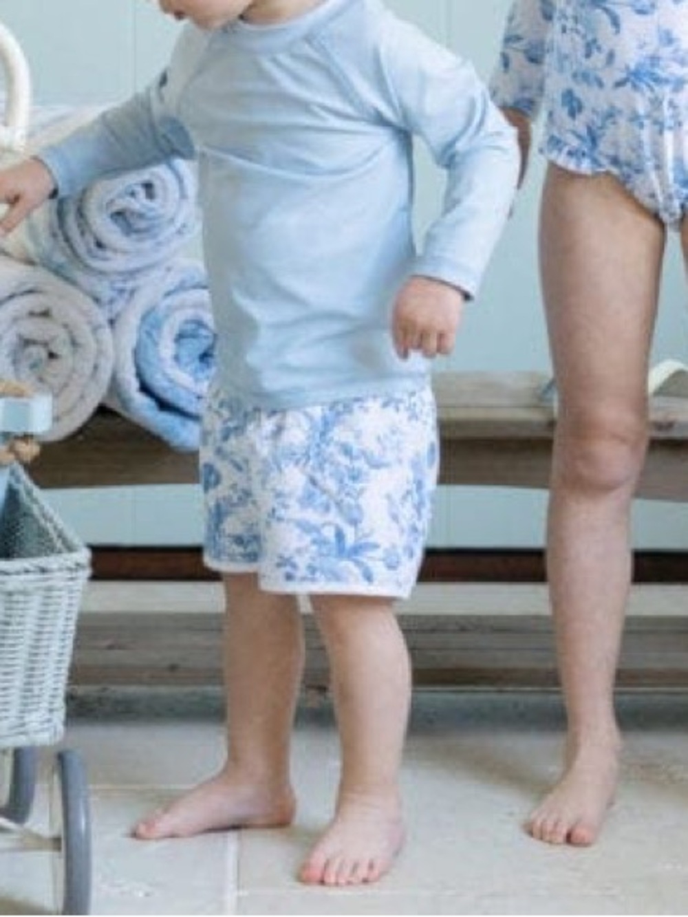 Antonio Melani x Born On Fifth Blue Floral Bird Swim Shorts - Size 18-24 Months